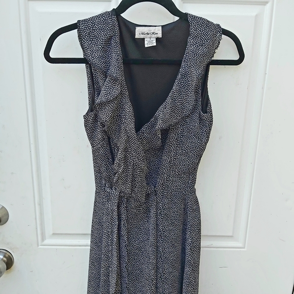 Vintage Marla Kim Black & White Print Sleeveless Wrap Maxi Dress- SM - Picture 3 of 8